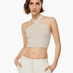 Aritzia Sculp Knit Criss Cross Top - Matte Pearl